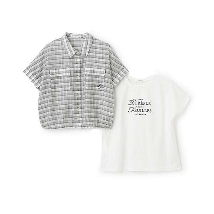 Sheer Shirt + Logo T-Shirt Set,White, medium image number 2