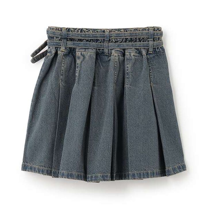 [LTXC] Double Belt Denim Pleated Skirt,Black, medium image number 15
