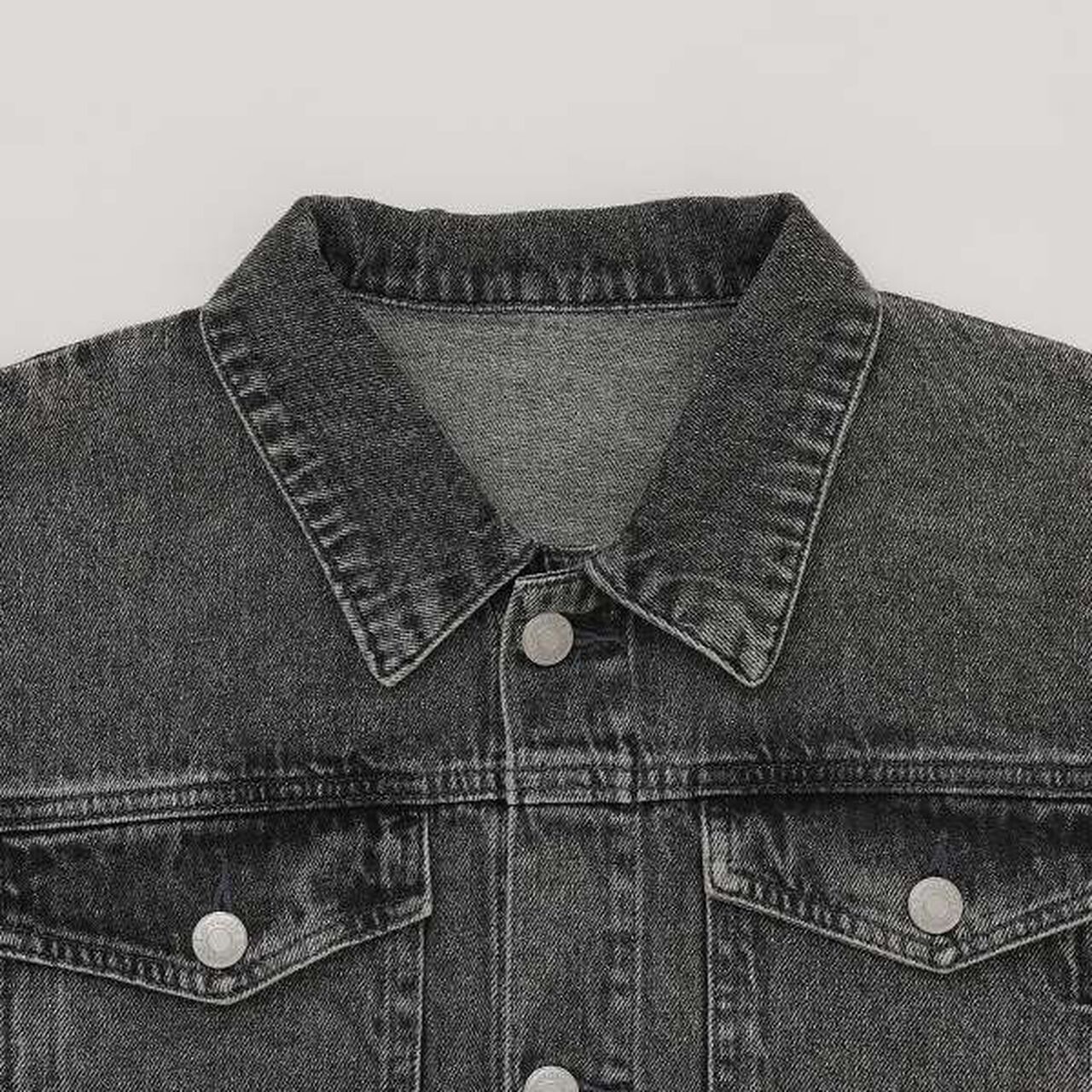 Cropped Denim Jacket,Gray, large image number 4