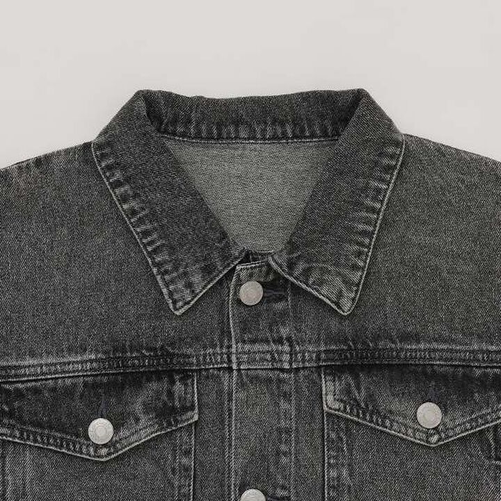 Cropped Denim Jacket,Gray, medium image number 4