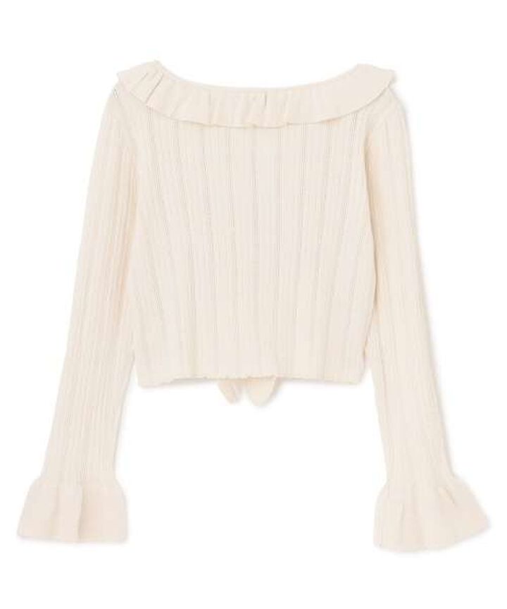 Many Frill Lace Cardigan,Ivory, medium image number 7