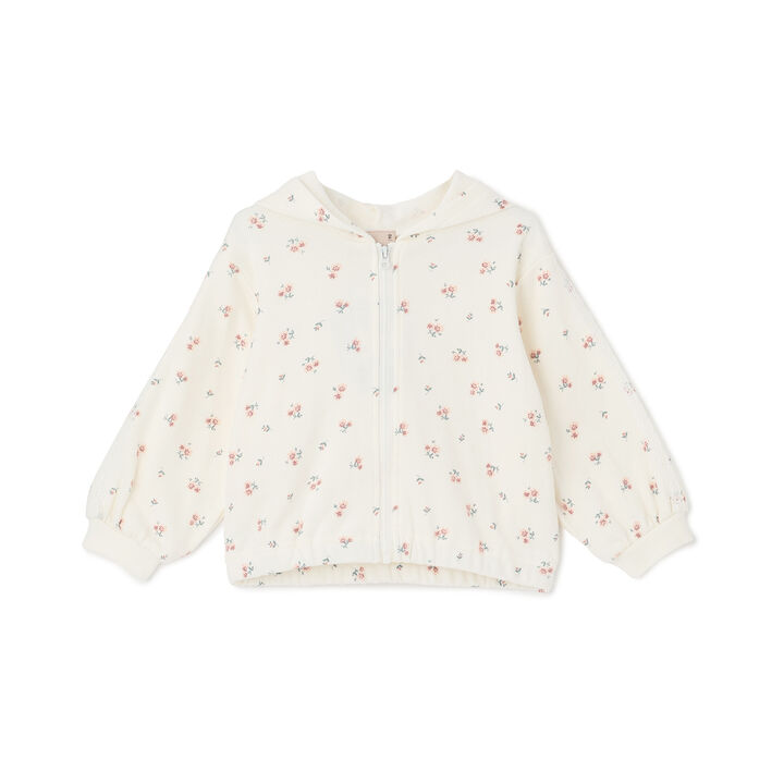 Link/Anti-Pollen Floral Pattern Zip Parka,Ivory, medium image number 0