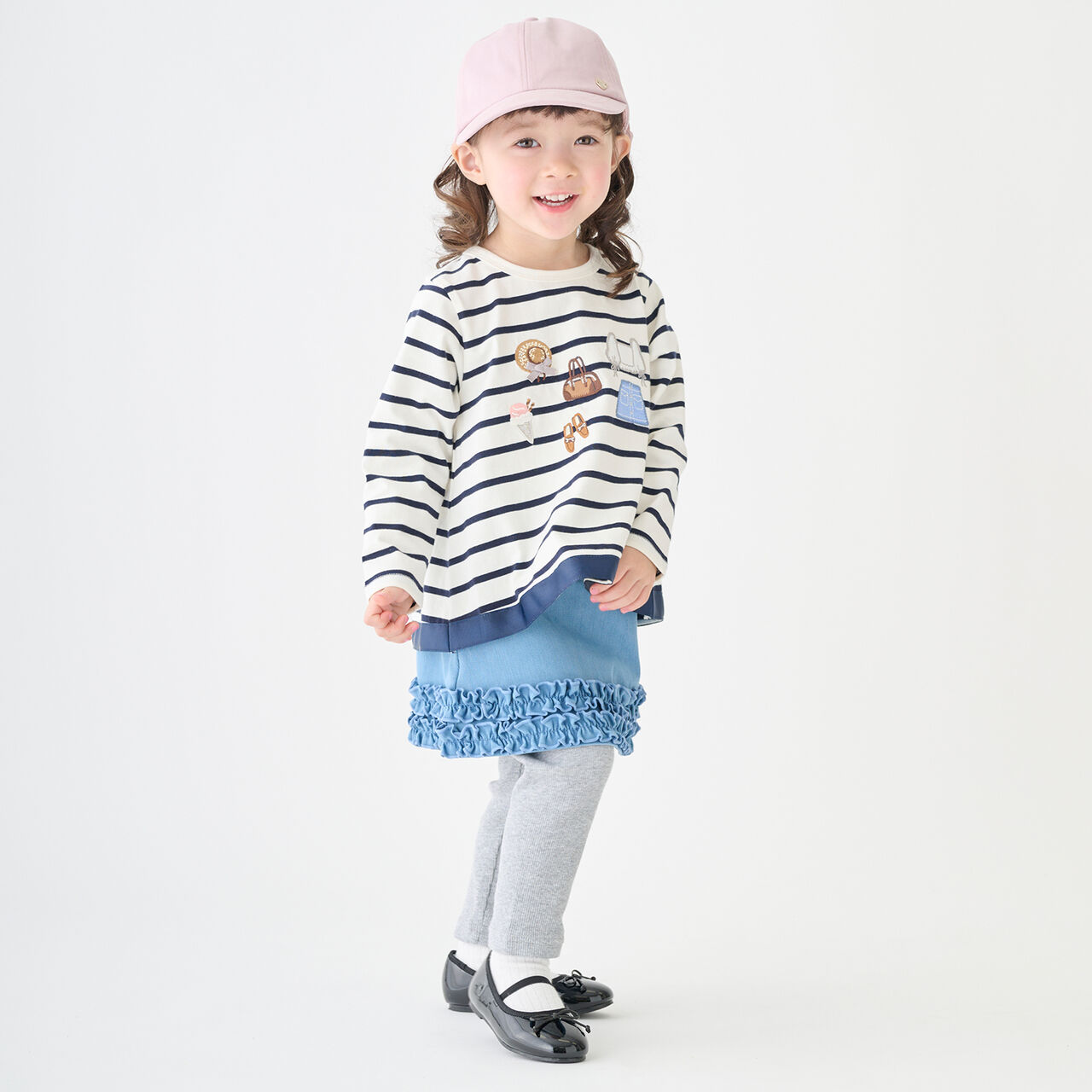 Skirt with Hem Frill and Leggings,Light pink, large image number 1