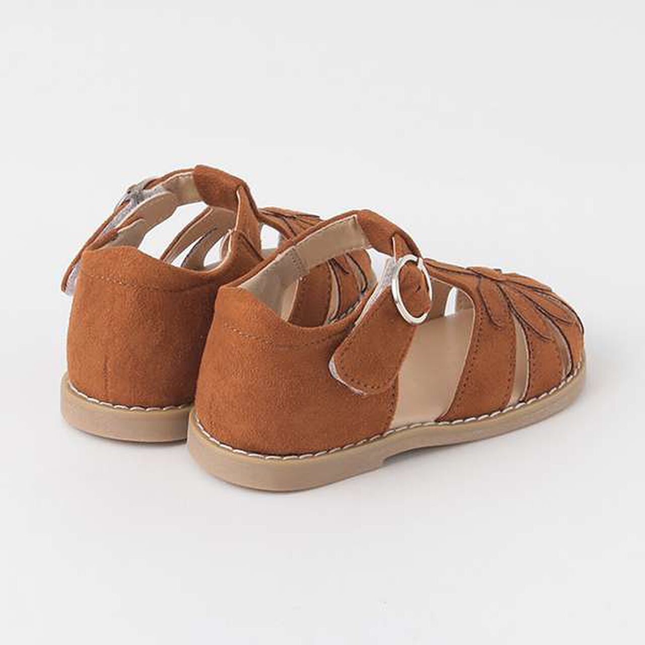 Suede Flower Sandals,Ivory, large image number 4