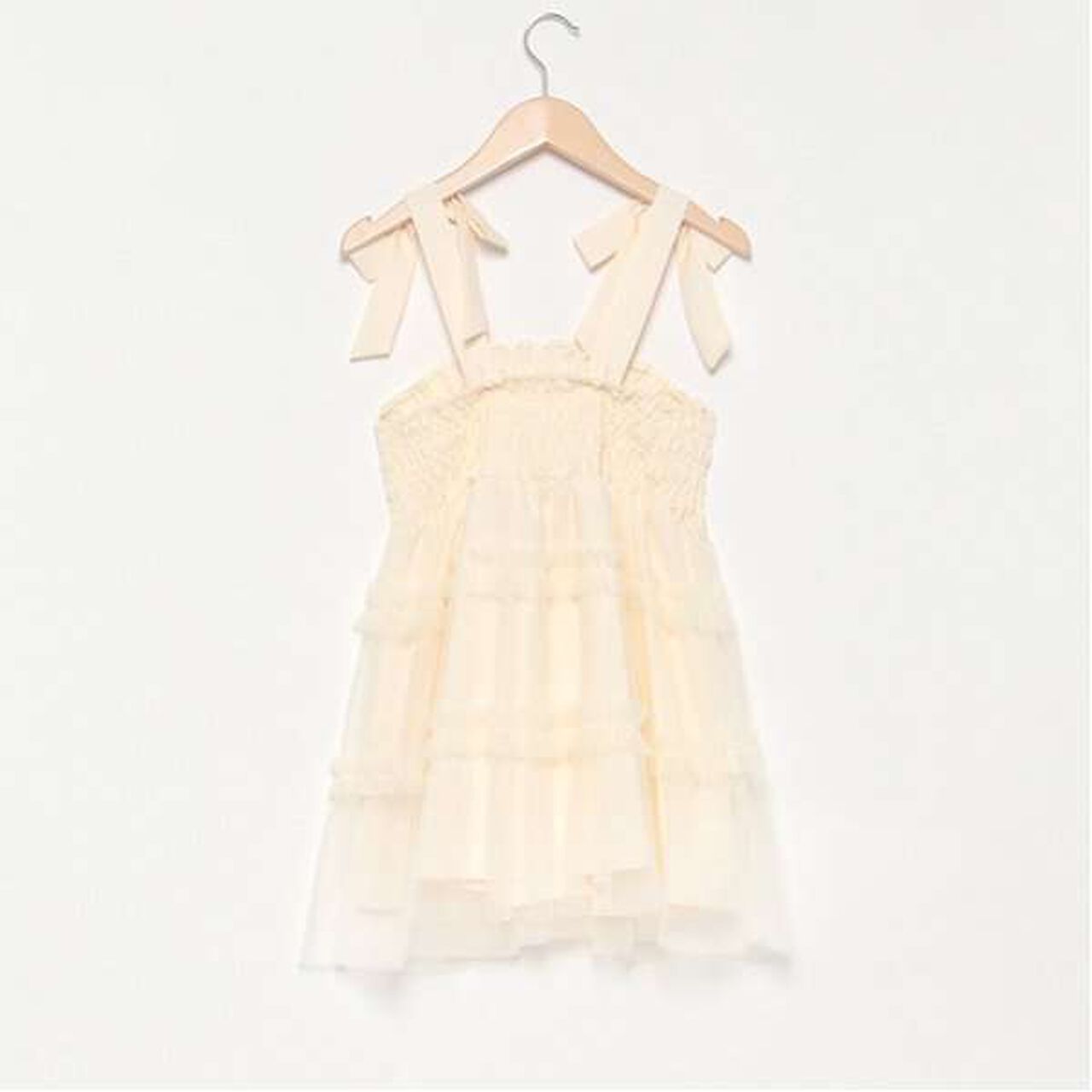 Shoulder Ribbon Fluffy Tulle Tunic,Black, large image number 1