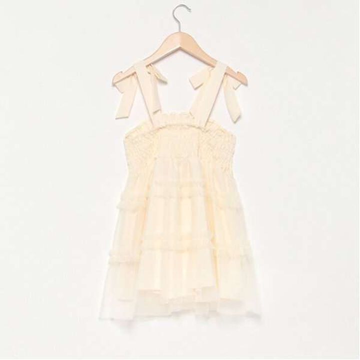 Shoulder Ribbon Fluffy Tulle Tunic,Black, medium image number 1