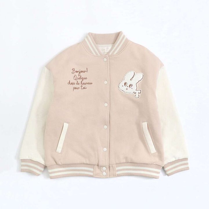 Troislapins Rabbit Patch Varsity Jacket (140-160),Beige, medium image number 2