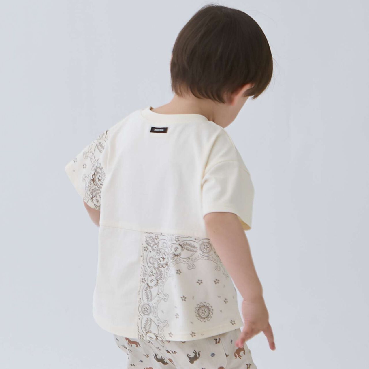 拼布短袖T恤,海軍藍, large image number 1