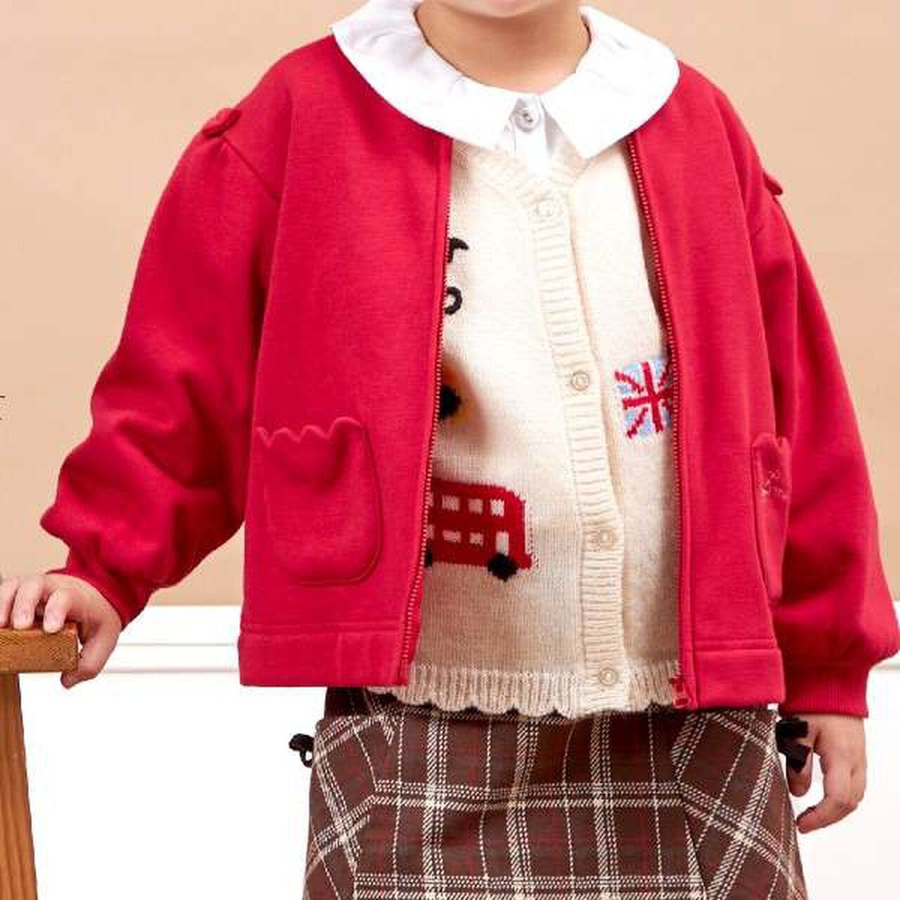 KP Scallop Trim Pocket Shaggy Lining Zip-Up (90-140),Black, large image number 13