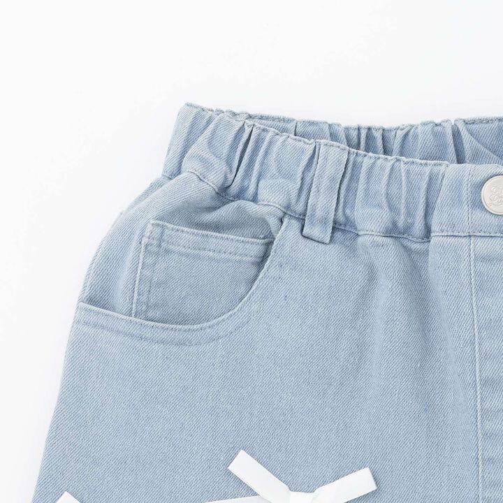 Ribbon Denim Shorts,Gray, medium image number 4