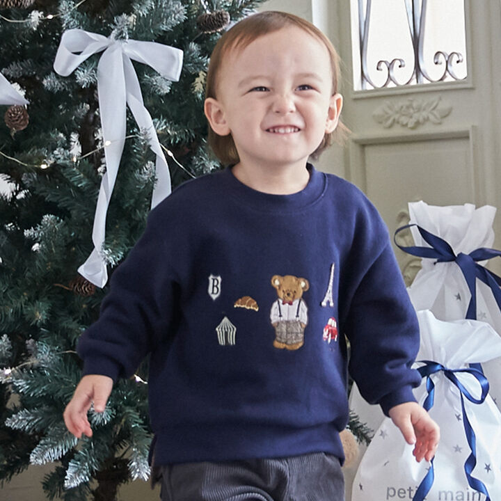 Bear Motif Sweatshirt,Navy, medium