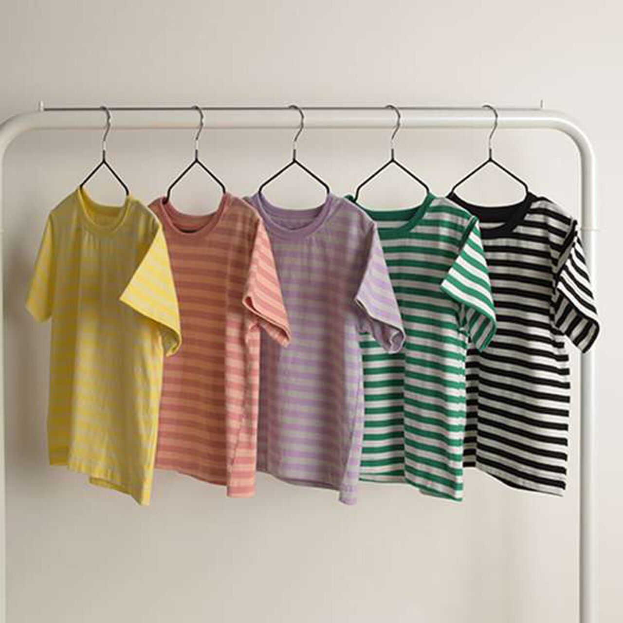Daily Stripe Color Short Sleeve T-Shirt,Lemon yellow, large image number 4