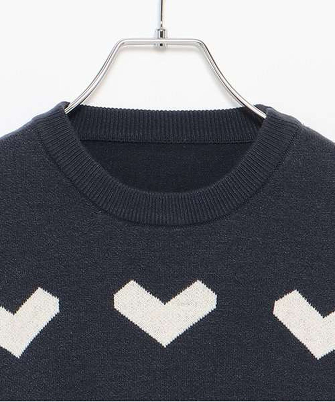 Heart Pattern Knit Pullover,Greige, large image number 2