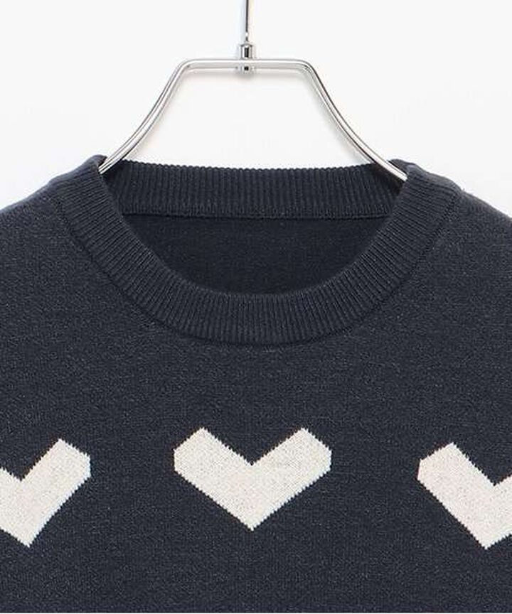 Heart Pattern Knit Pullover,Greige, medium image number 2