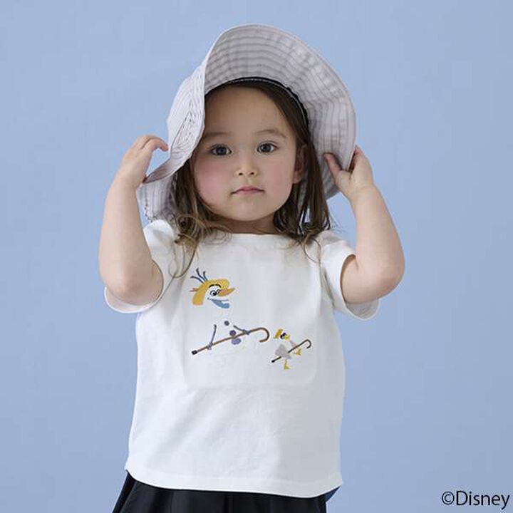 [Disney] Olaf Appliqué T-Shirt,Black, medium image number 1