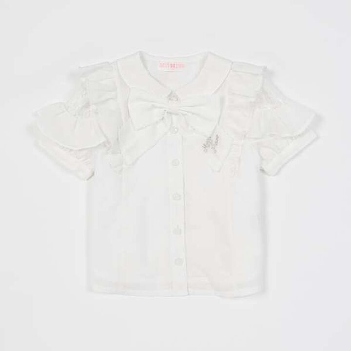 Frill Bow Tie Blouse,Blue, medium image number 15