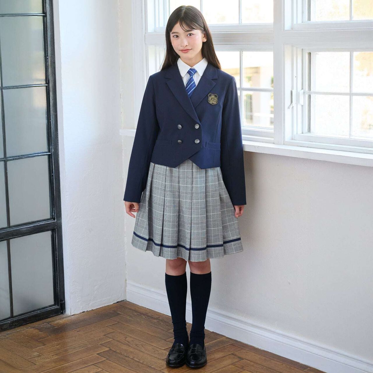 [Graduation Attire] Embroidered Logo Knee-High Socks,Deep red, large image number 12