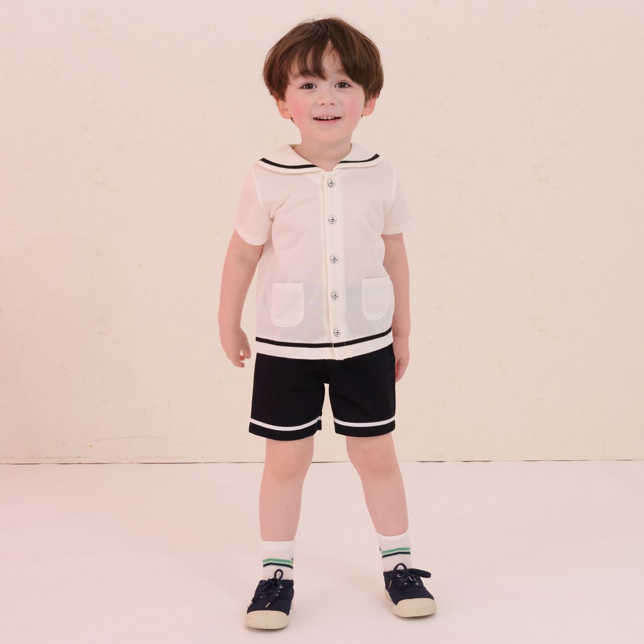 Sailor Collar Outfit Set [Made in Japan] [Quick-Dry & Absorbent],Off white, large image number 1