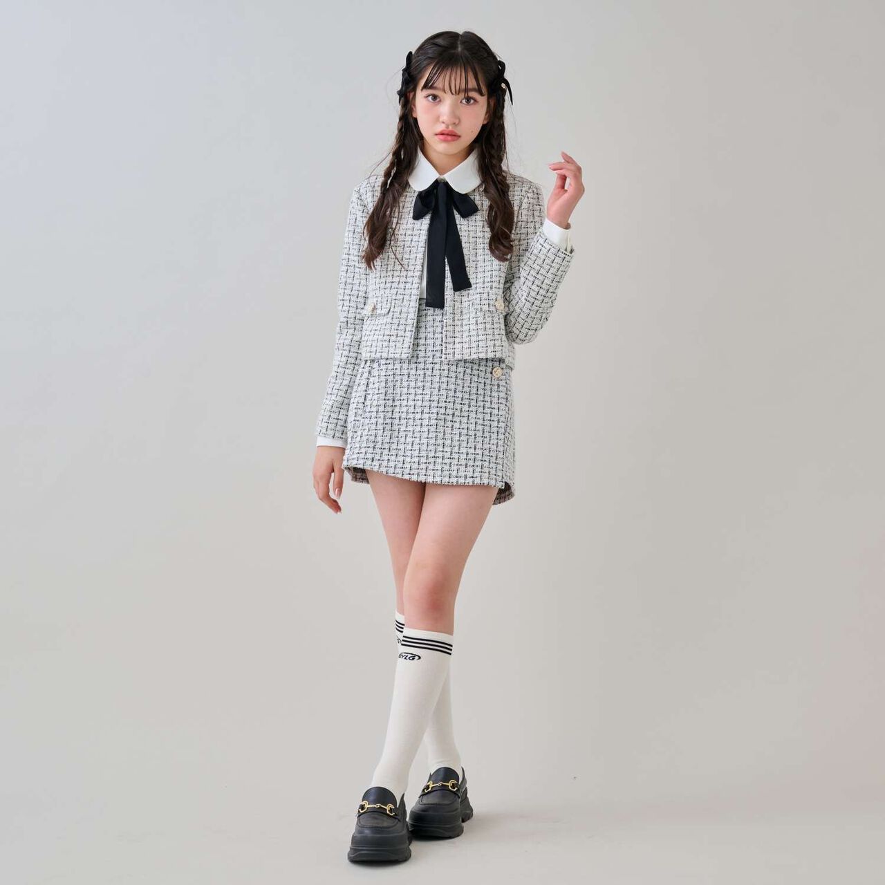 [Graduation Attire] Lame Tweed Outfit Set,Black, large image number 0
