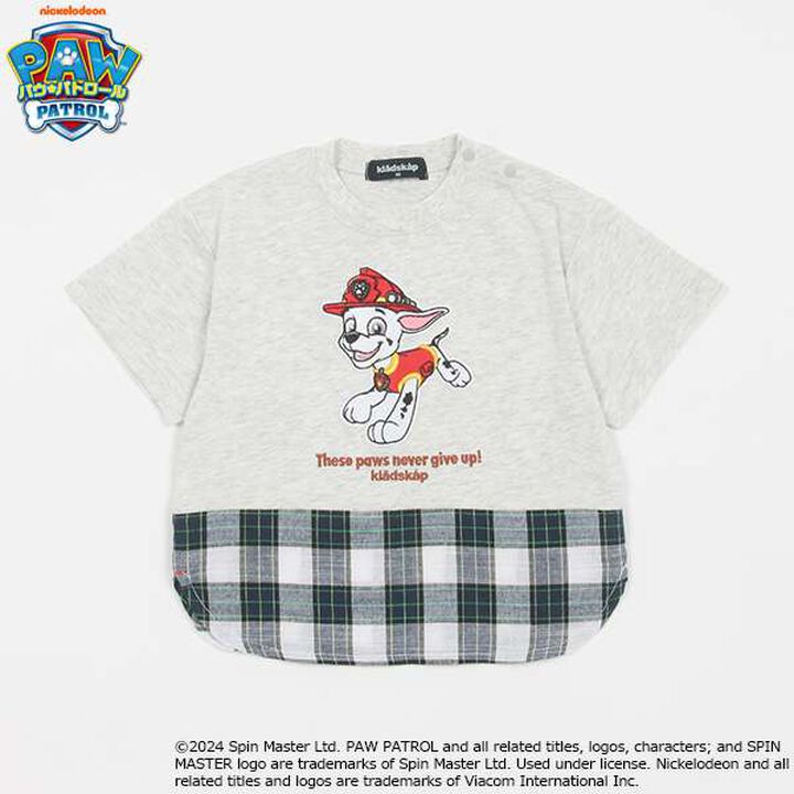 [Paw Patrol] Check Hem Short Sleeve T-Shirt,Smoke white, medium image number 0