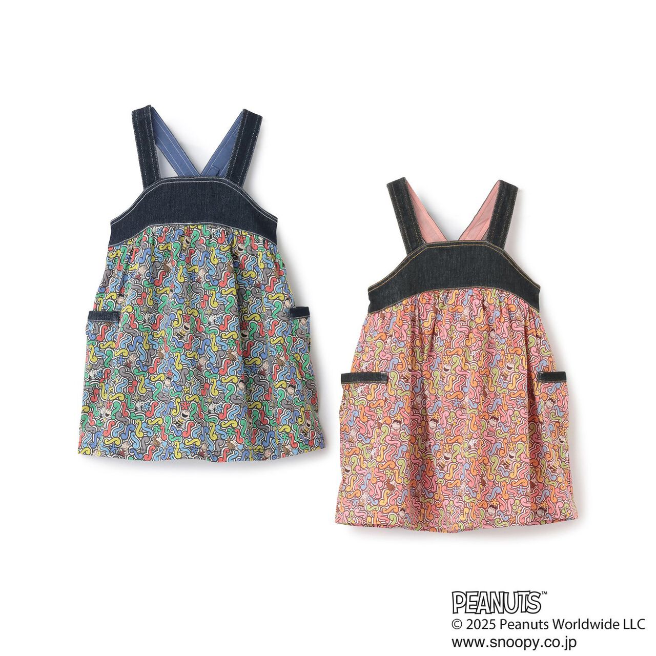 [PEANUTS] Denim Panel Jumper Skirt,Black, large image number 9