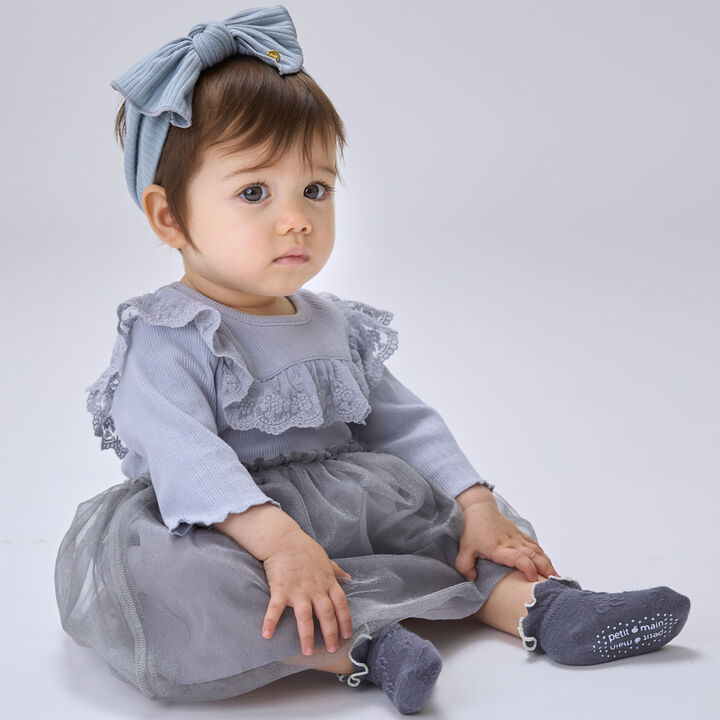 [7-Sleeve] Lace-Trimmed One-Piece Romper,, medium