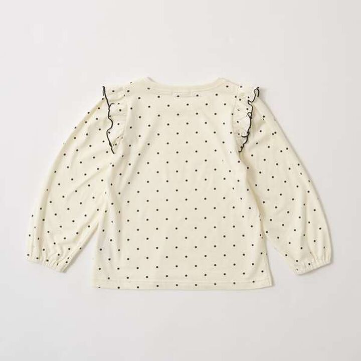 Non-Deforming Frill Sleeve Patterned T-Shirt,Navy, medium image number 8