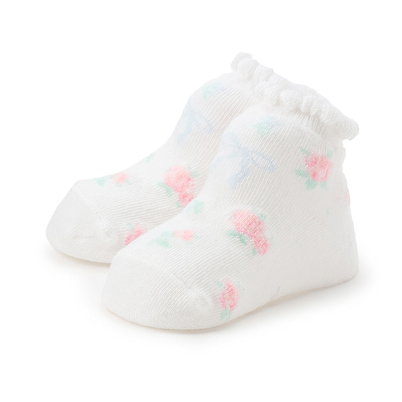 Small Floral Pattern Socks,Off white, large image number 0