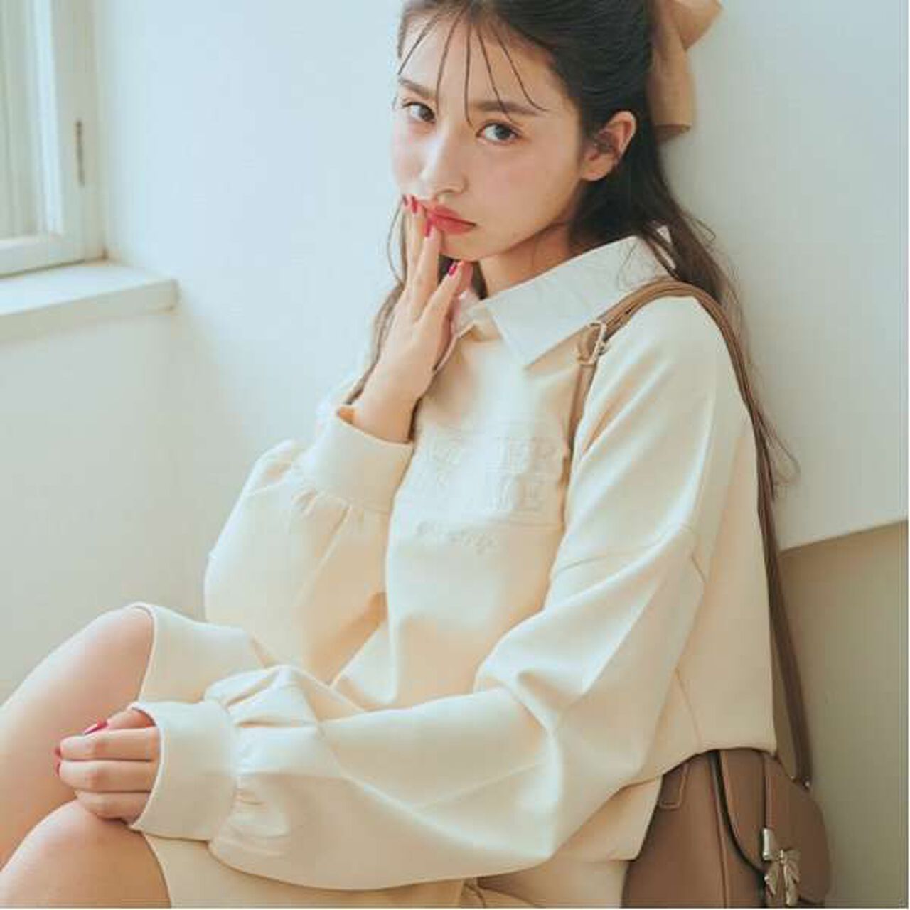Collared Boxy Pullover,Mocha tea, large image number 3