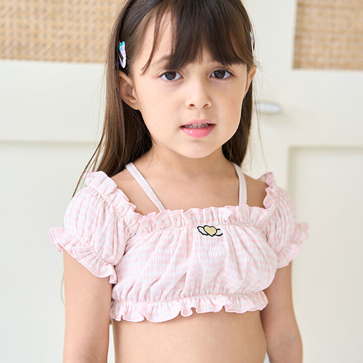 [SWIM] [UV Processing] Gingham Check Gathered Two-Piece Set,Black, medium image number 4