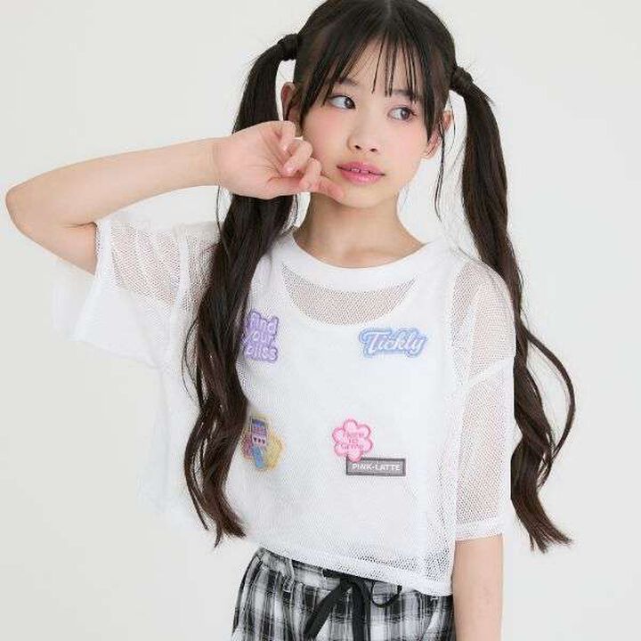 [Cool Touch Inner Only] Patch Mesh Short-Sleeve T-Shirt & Tank Set,Black, medium image number 16