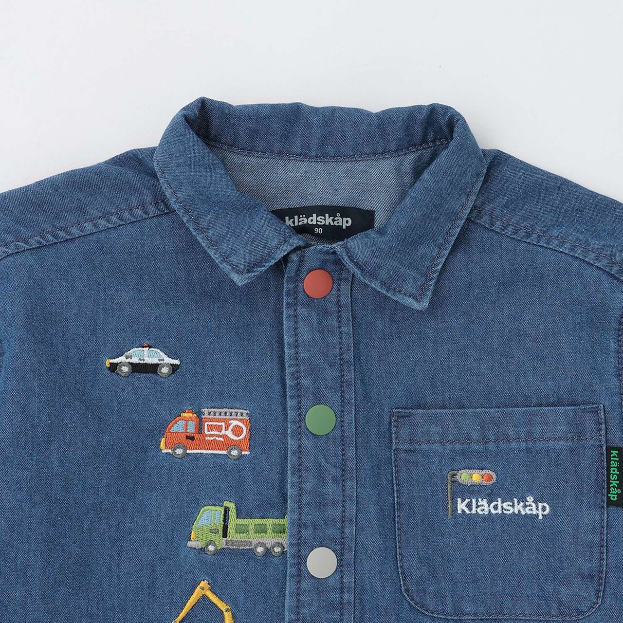 Embroidered Long-Sleeve Shirt with Work Vehicle Motif,Black, large image number 2