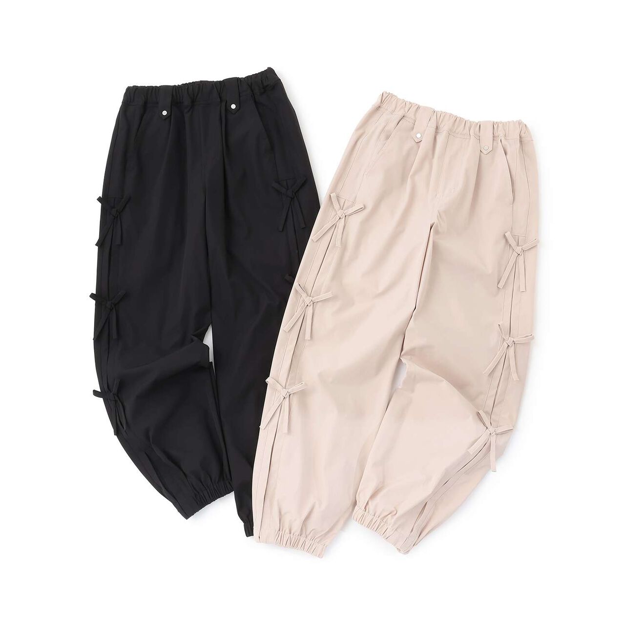 Quick-Dry Side Ribbon Parachute Pants,Black, large image number 8