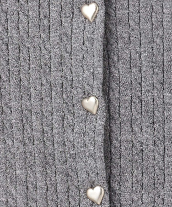Heart Button Cable Cardigan,Gray, medium image number 8