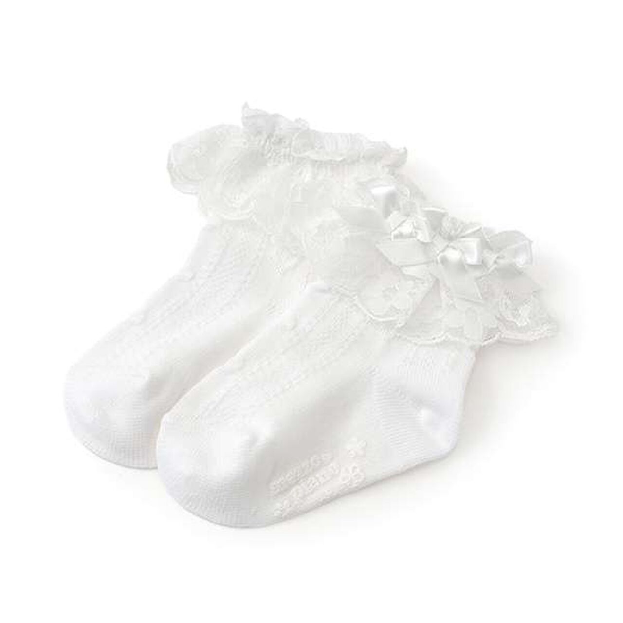 Classic Satin Ribbon Socks,White, large image number 0
