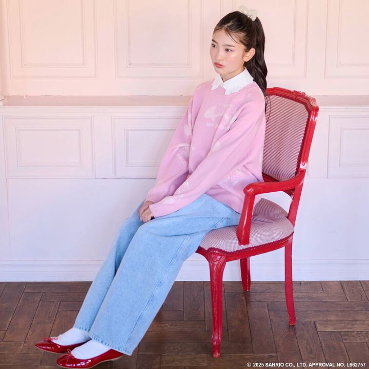 My Melody / Kuromi All-Over Pattern Jacquard Pullover & Lace Collar Set,Black, medium image number 13