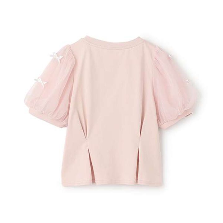 [Cool Touch] Mixed Material Tuck T-Shirt,Pink, medium image number 1