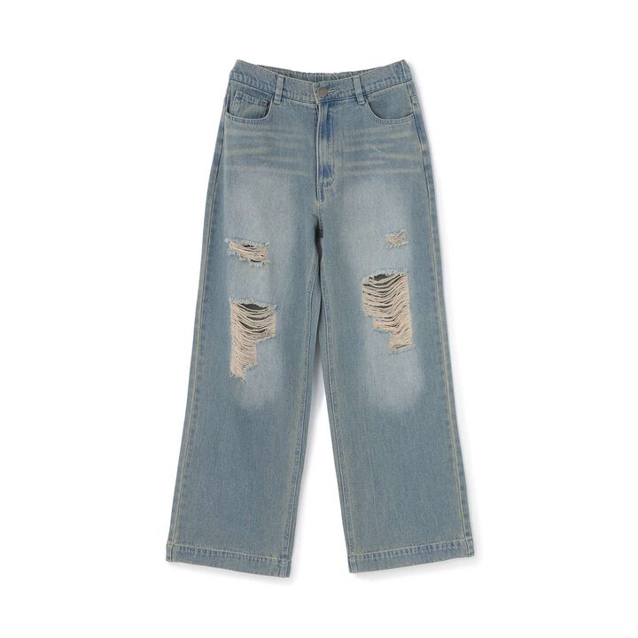 [LTXC] Distressed Denim Wide Pants,Sax blue, medium image number 13