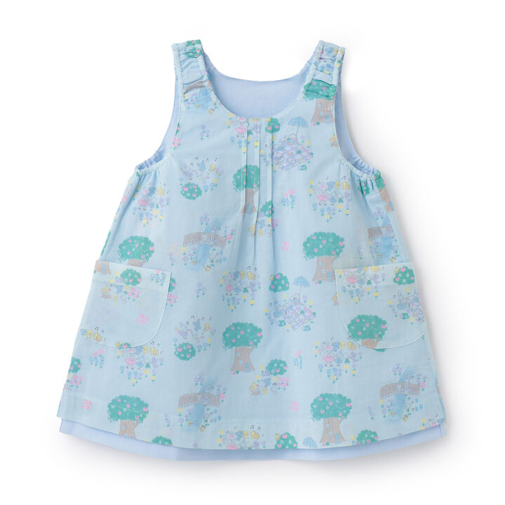 All-Over Pattern Lawn &times; Chambray Reversible Jumper Skirt,Blue, medium image number 22