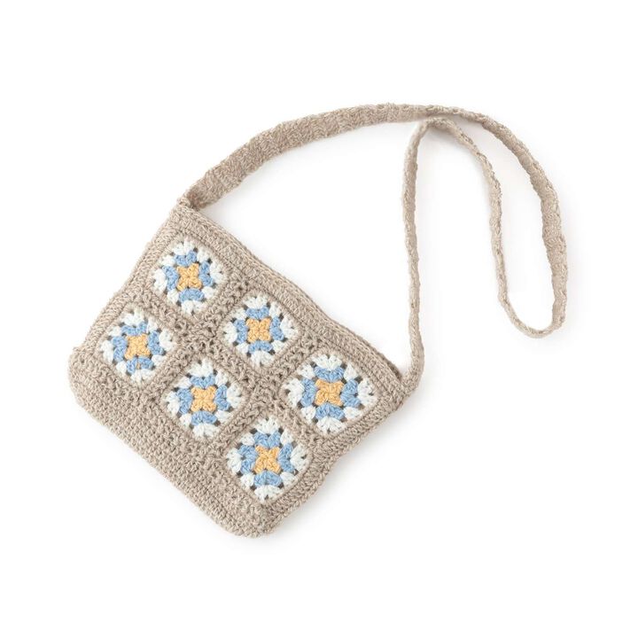 Black Crochet Small Shoulder Bag,Beige, medium image number 0