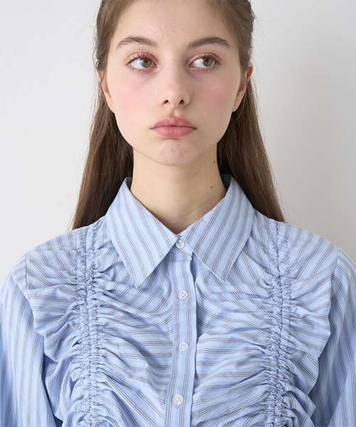 Shirred Ribbon Blouse,Beige, medium image number 10