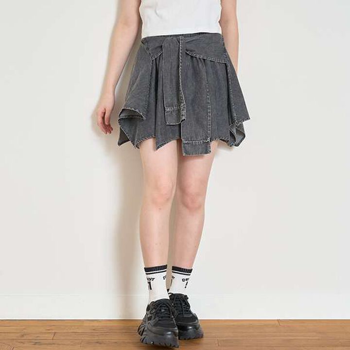 [LTXC] Waist Wrap Denim Culottes,Gray, medium image number 0