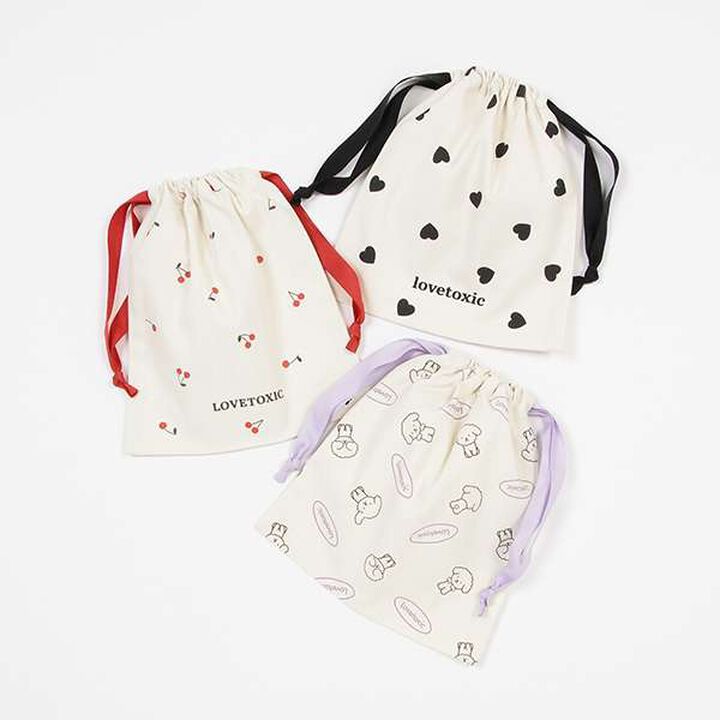 All-Over Pattern Drawstring Pouch,Lavender, medium image number 5