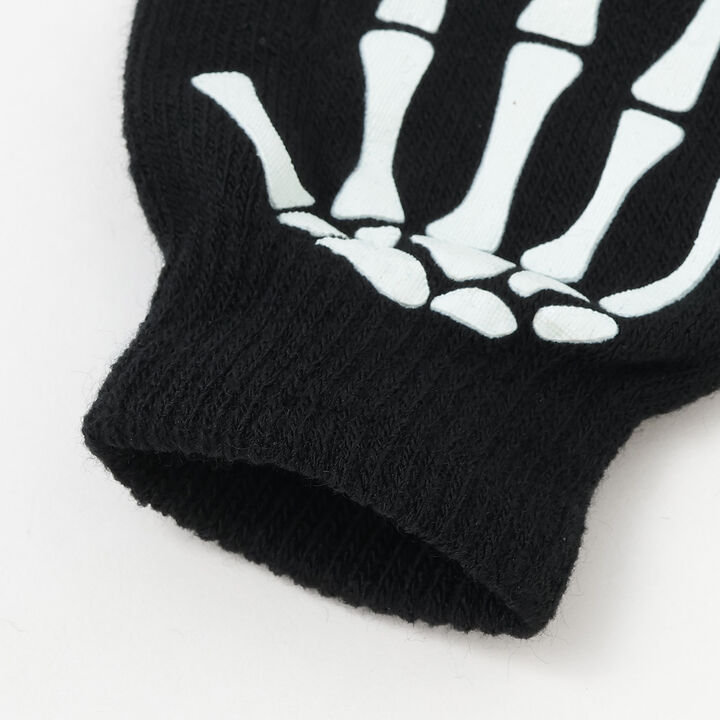[Halloween] Glow-in-the-Dark Bone Gloves,Black, medium image number 2
