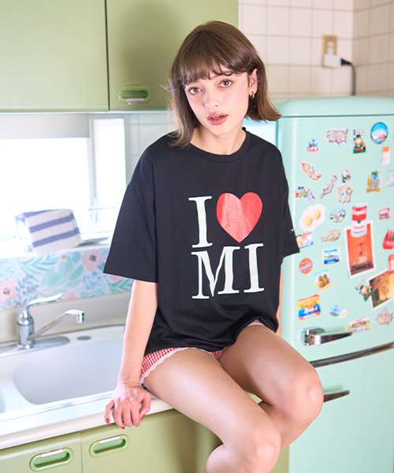 Logo Short Sleeve T-Shirt [Korean Fashion],Black, large image number 0