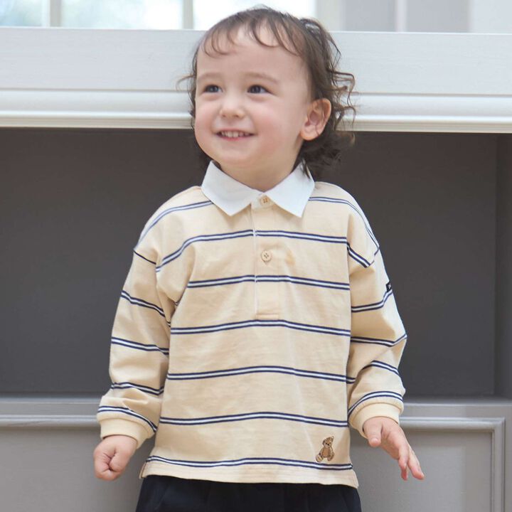 Link Stripe Pattern Rugby Long Sleeve T-Shirt,, medium