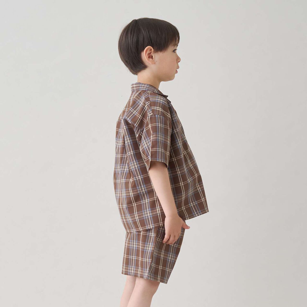 [Outfit Set] Open Collar Shirt & Easy Pants,Greige, large image number 7
