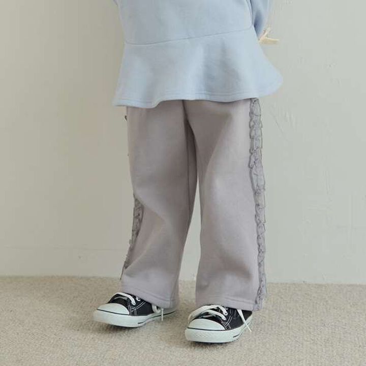 Pilling-Resistant Side Frill Wide Sweatpants,Charcoal gray, medium image number 20