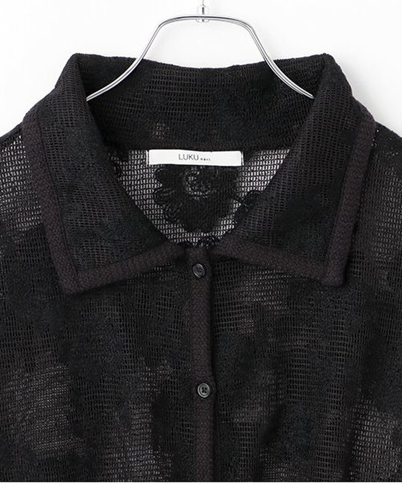 Lace Shirt Jacket,Black, large image number 6