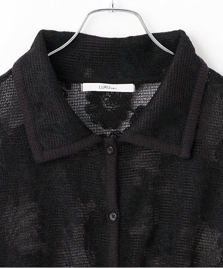 Lace Shirt Jacket,Black, medium image number 6